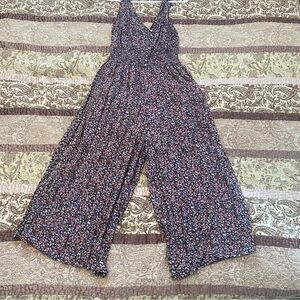 Black Tape Floral Print Jumpsuit